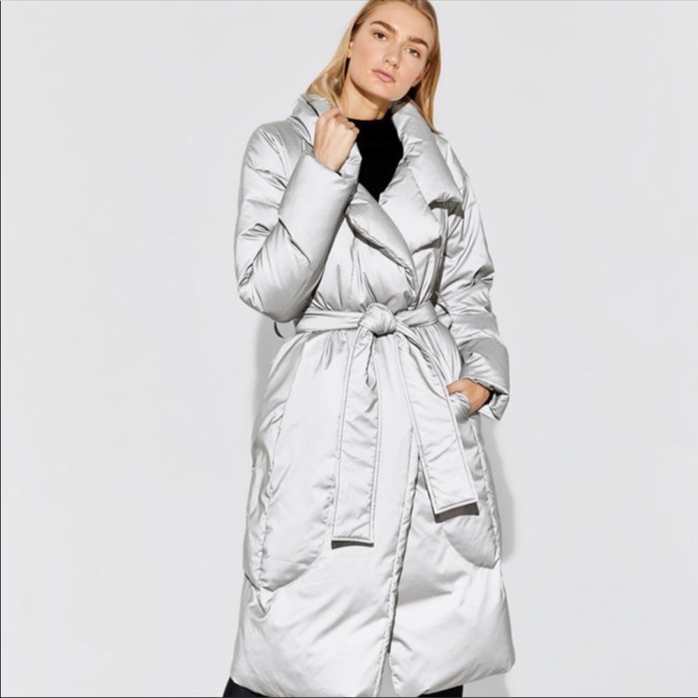 Carbon38 long reflective puffer winter coat
